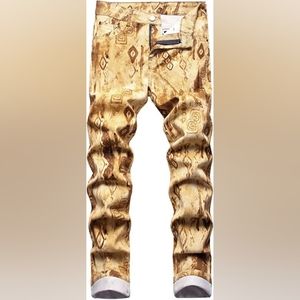 New Mens Painted Designer Slim Fit Jeans Multiple Sizes